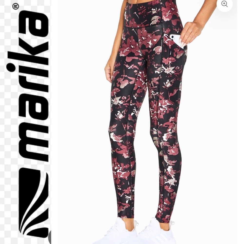 NWT. $75R Marika Alison Side Pocket Floral Legging  Contender Luxe Gym to Street